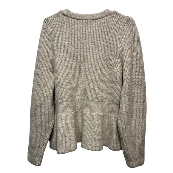 Madewell Women XL Peplum Pullover Sweater Beige Ribbed Knit Wool Acrylic - Picture 5 of 13